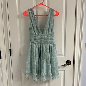 Abercrombie & Fitch Flirty Drama Mini Dress in Green Print, size small